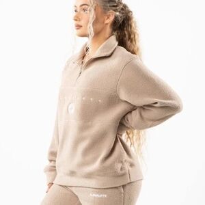 Alphalete King Quarter Zip Beige Tan Fleece Jacket XLarge